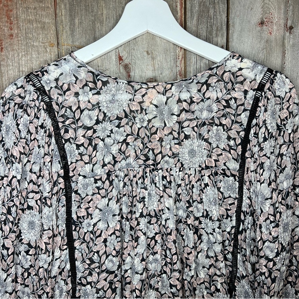 Rebecca Taylor Lindsay Boho Silk Floral Sheer Peasant Blouse Size 2 - Picture 9 of 16